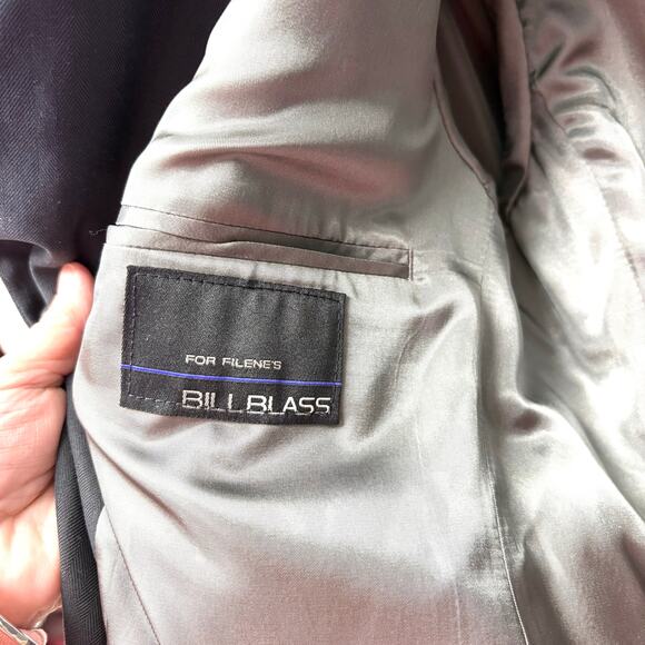 Bill Blass for Filenes Silk Blazer, Black 3 Button, Men's Size 42 S Vintage - Picture 5 of 7